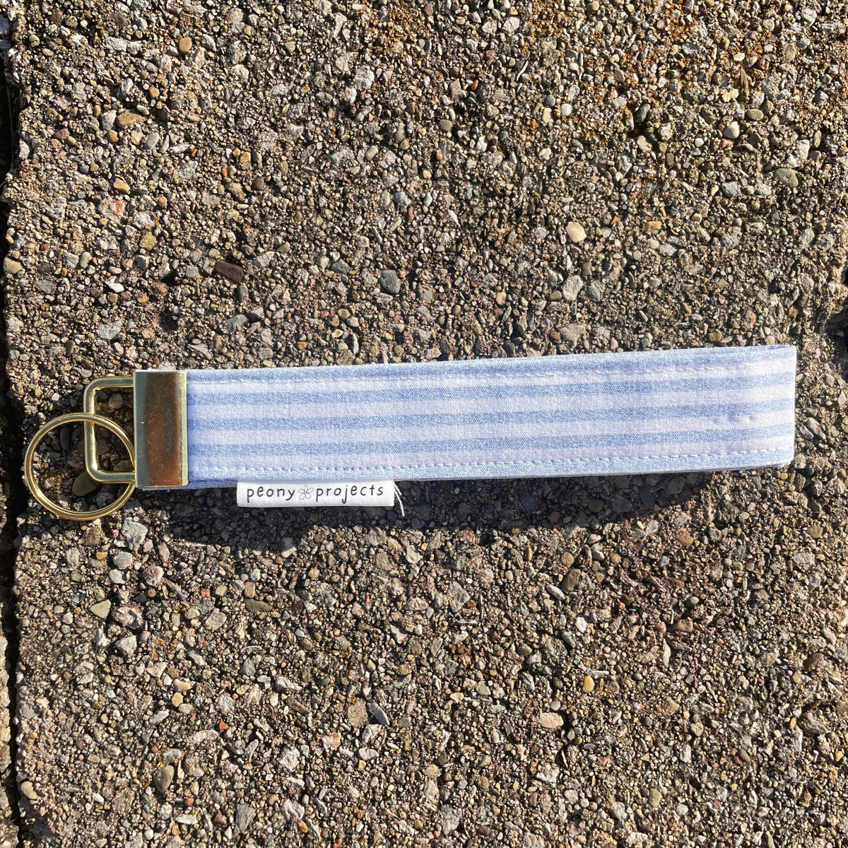 Blue Stripe Keychain Wristlet