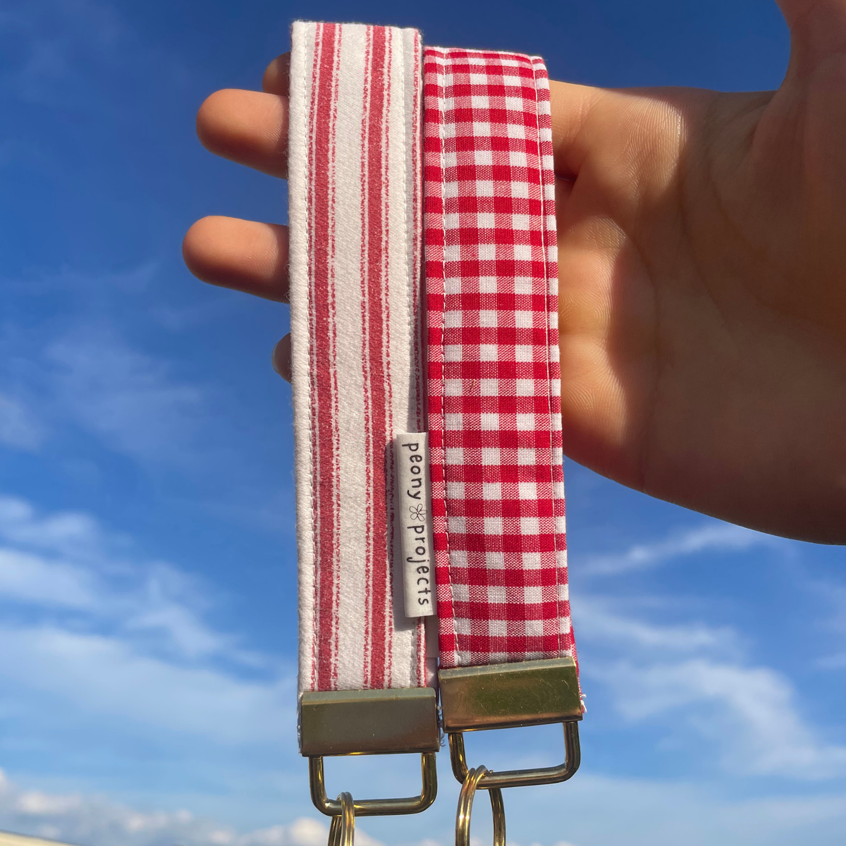 Red Gingham Keychain Wristlet