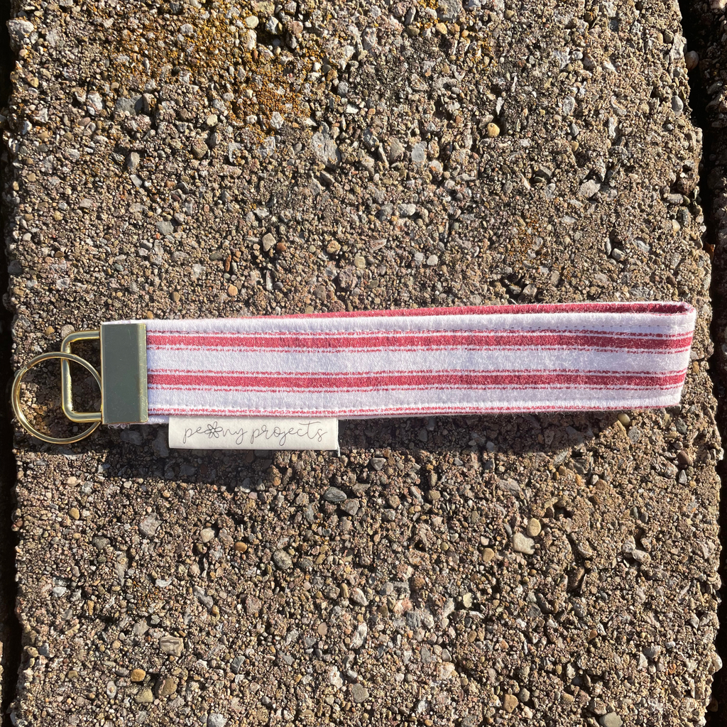 Red Stripe Keychain Wristlet