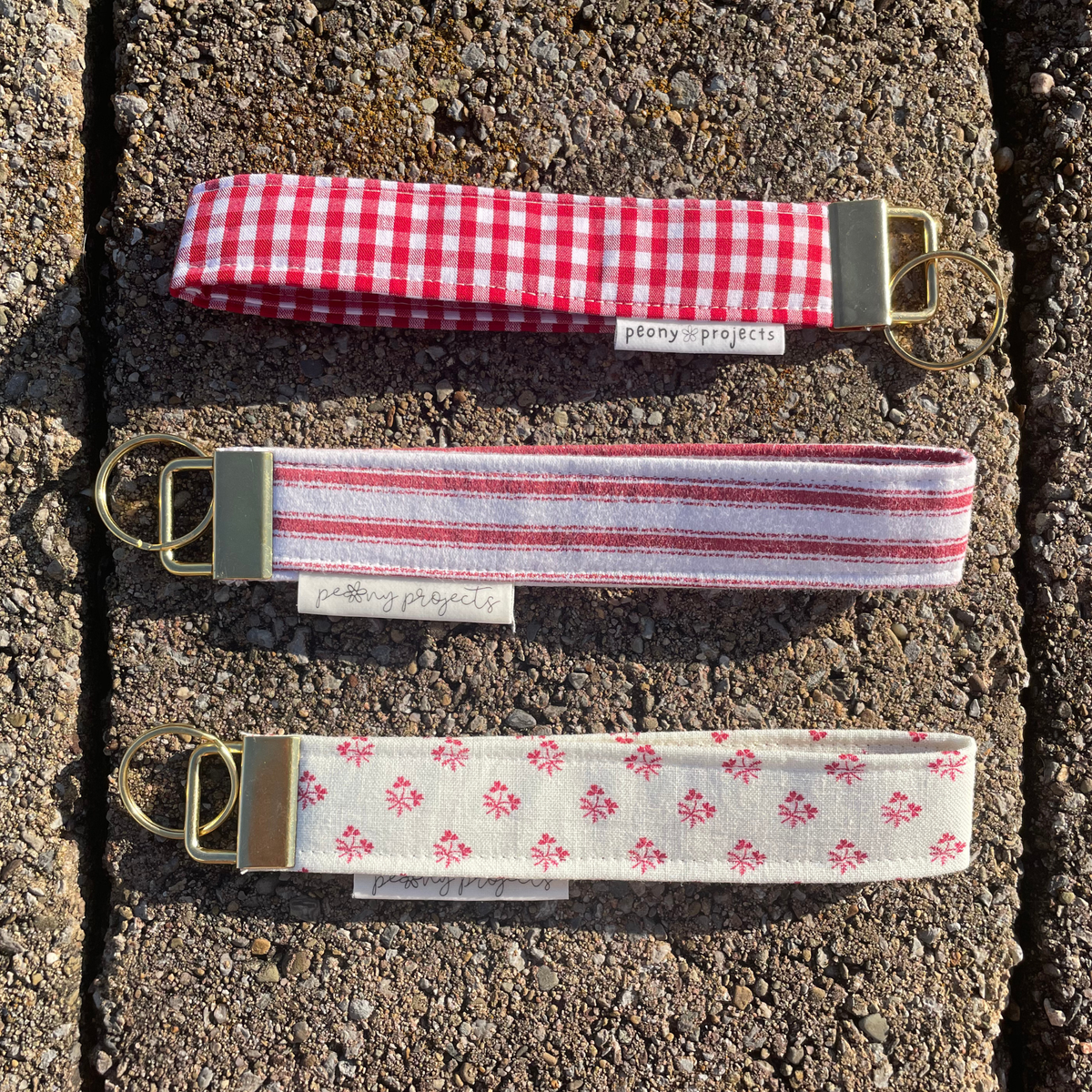 Red Stripe Keychain Wristlet
