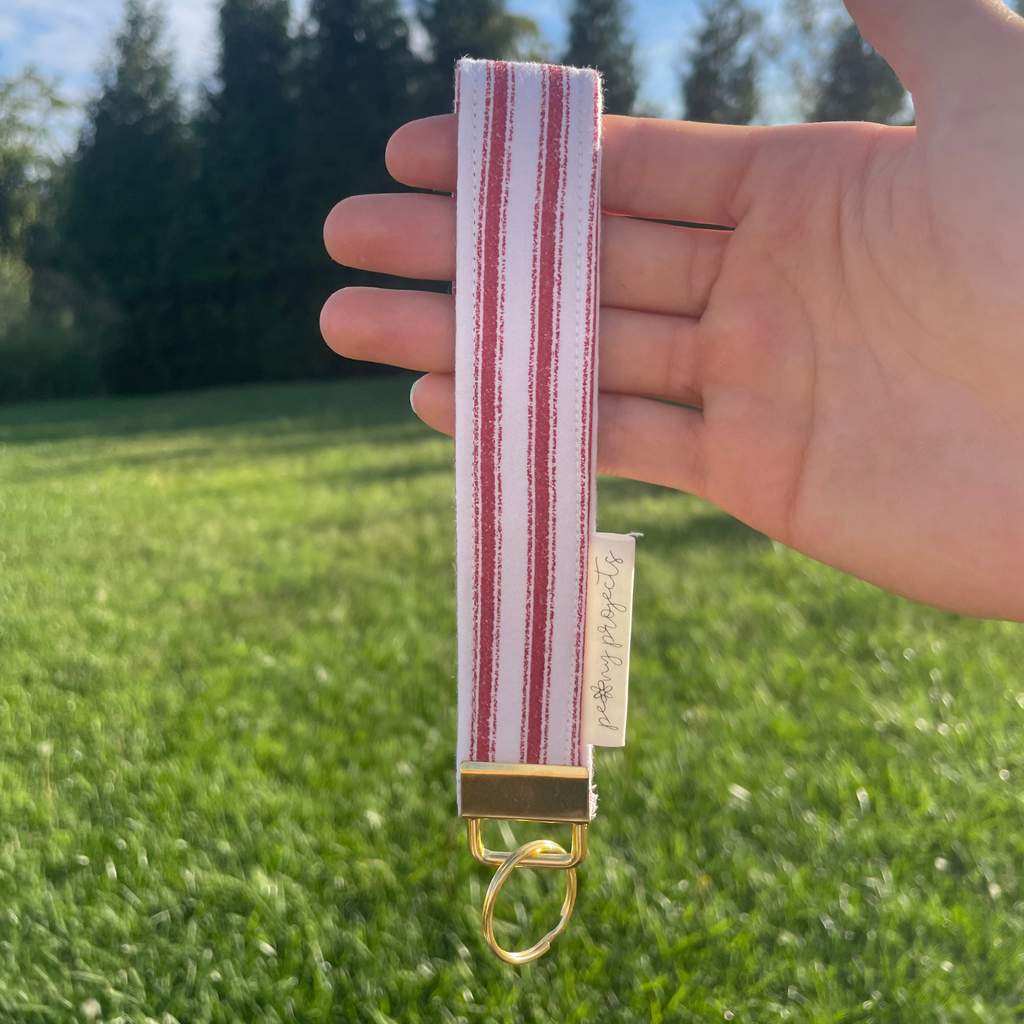 Red Stripe Keychain Wristlet