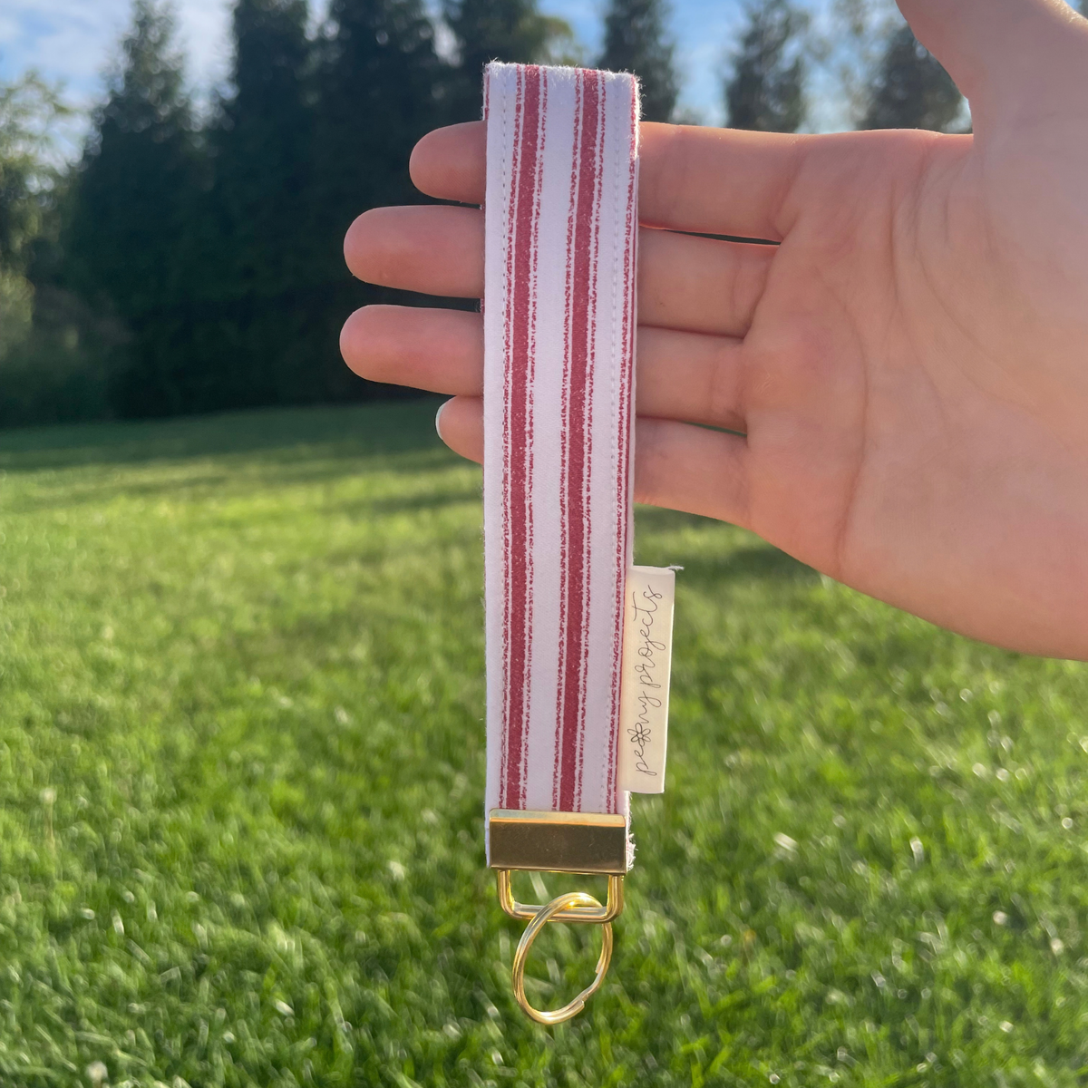 Red Stripe Keychain Wristlet