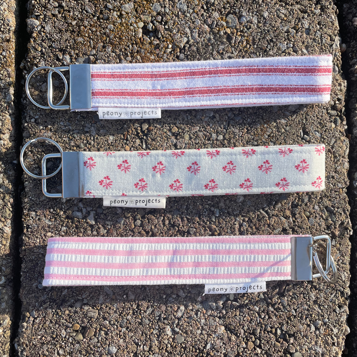 Red Stripe Keychain Wristlet
