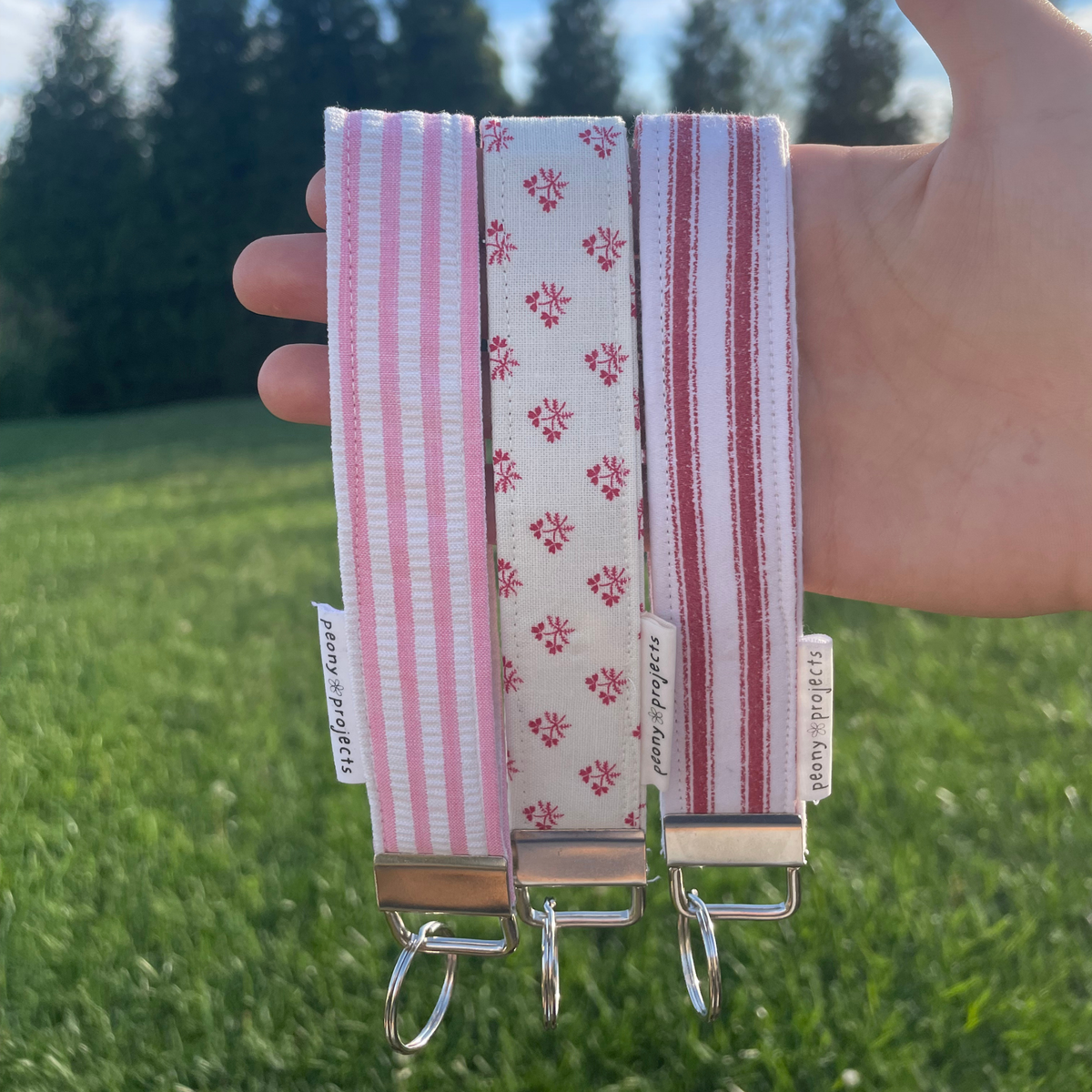 Red Stripe Keychain Wristlet