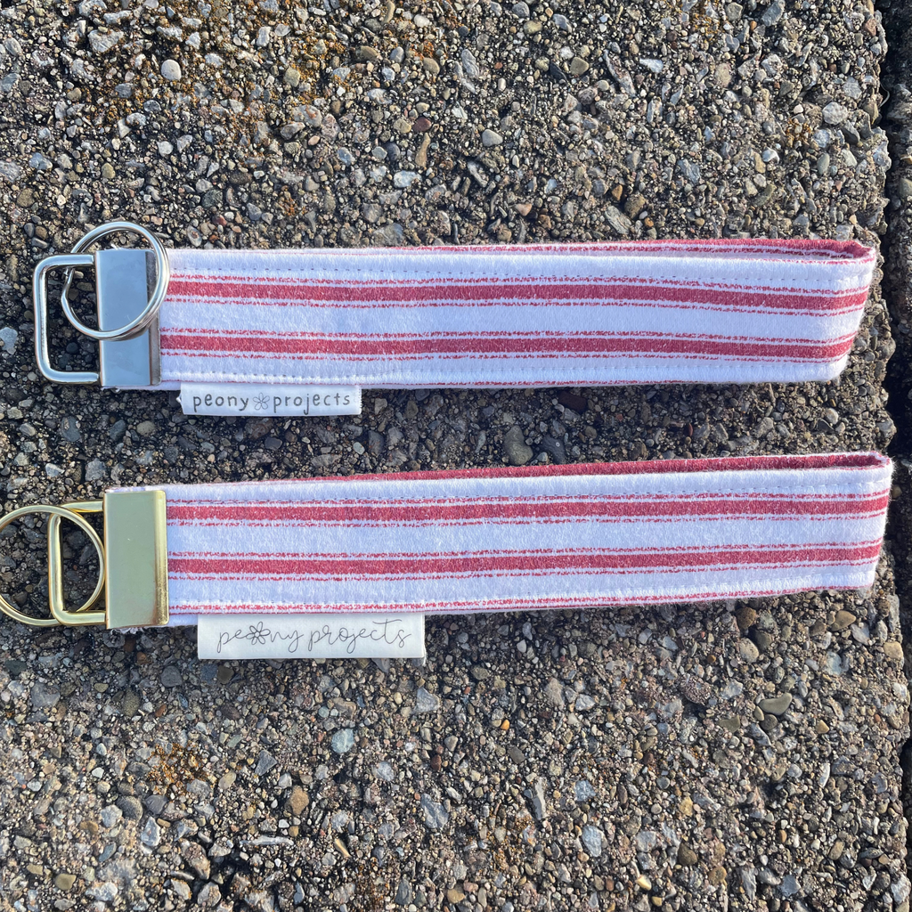 Red Stripe Keychain Wristlet
