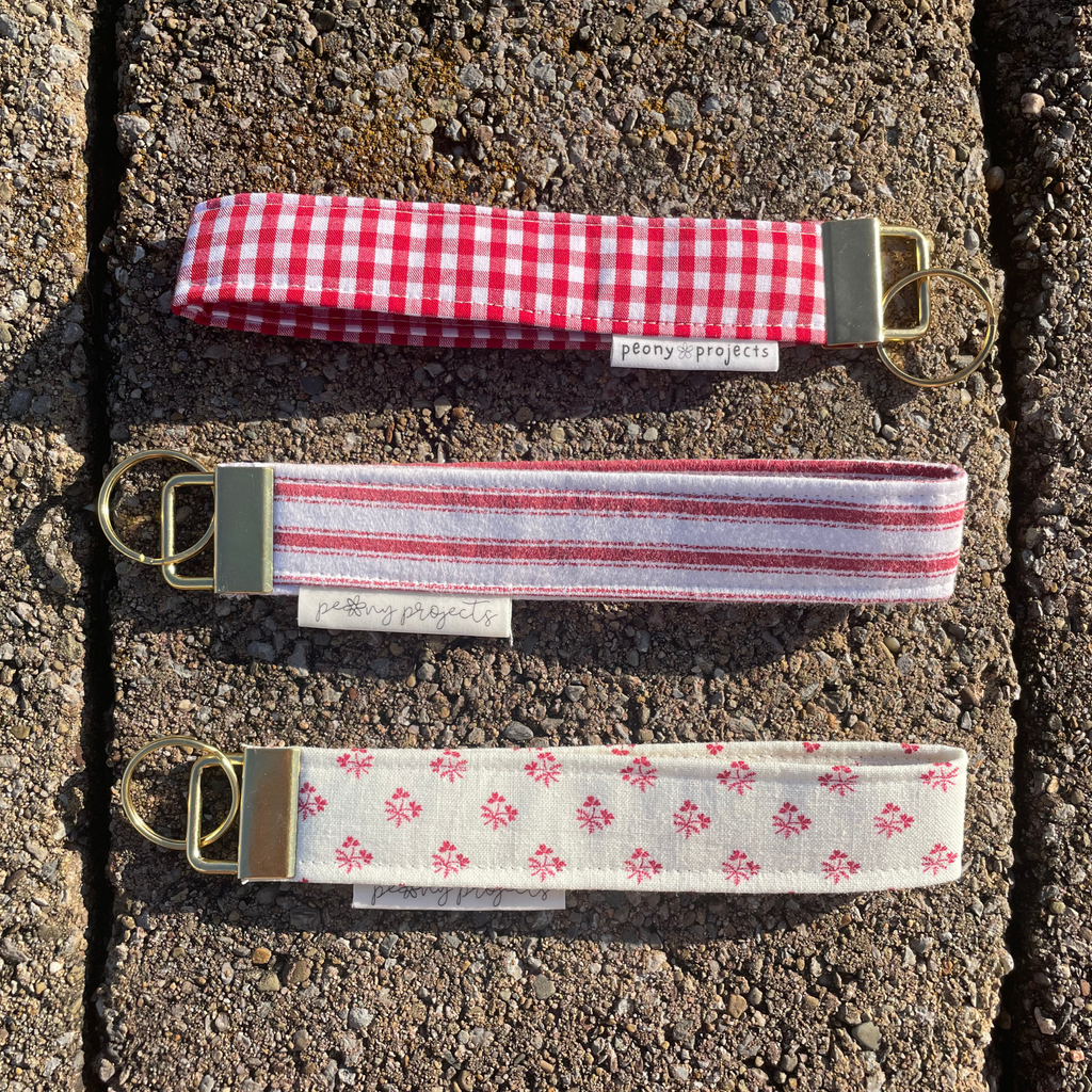Red Floral Keychain Wristlet