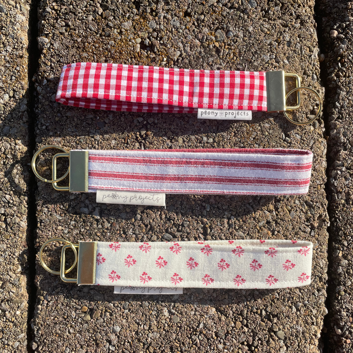 Red Floral Keychain Wristlet