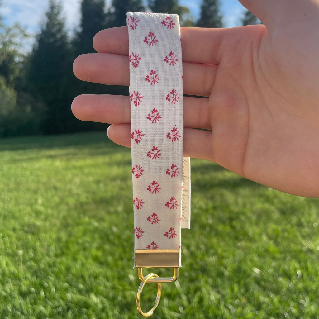 Red Floral Keychain Wristlet