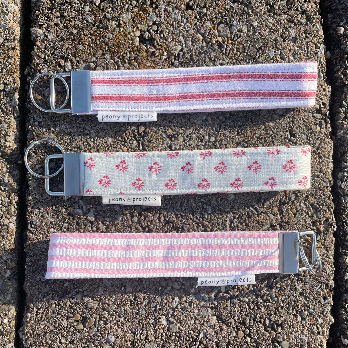 Red Floral Keychain Wristlet