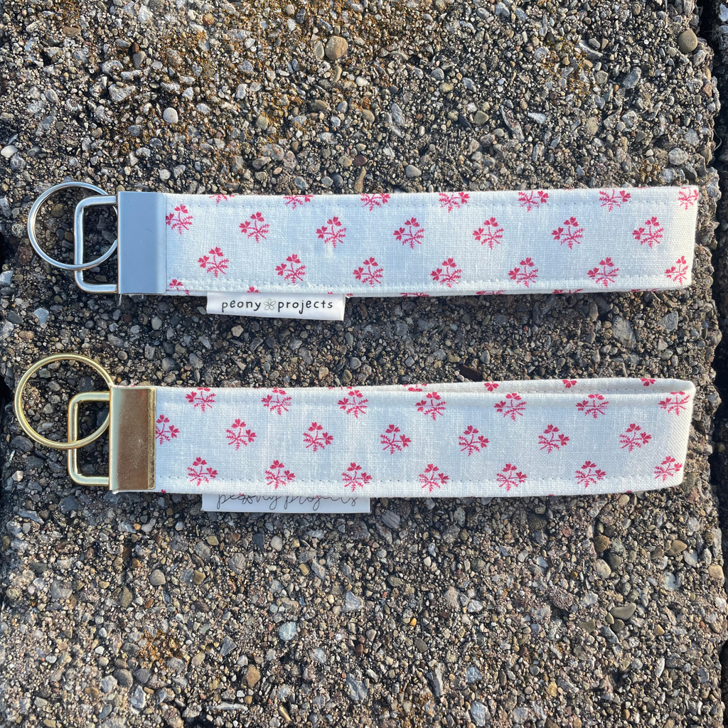 Red Floral Keychain Wristlet