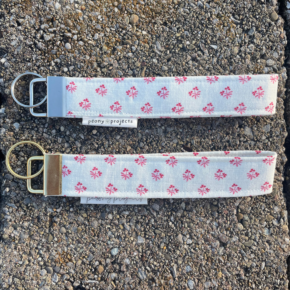 Red Floral Keychain Wristlet