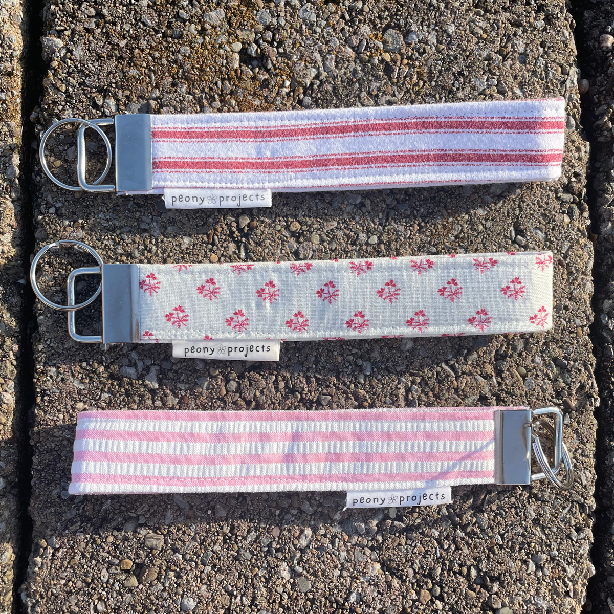Pink Stripe Keychain Wristlet