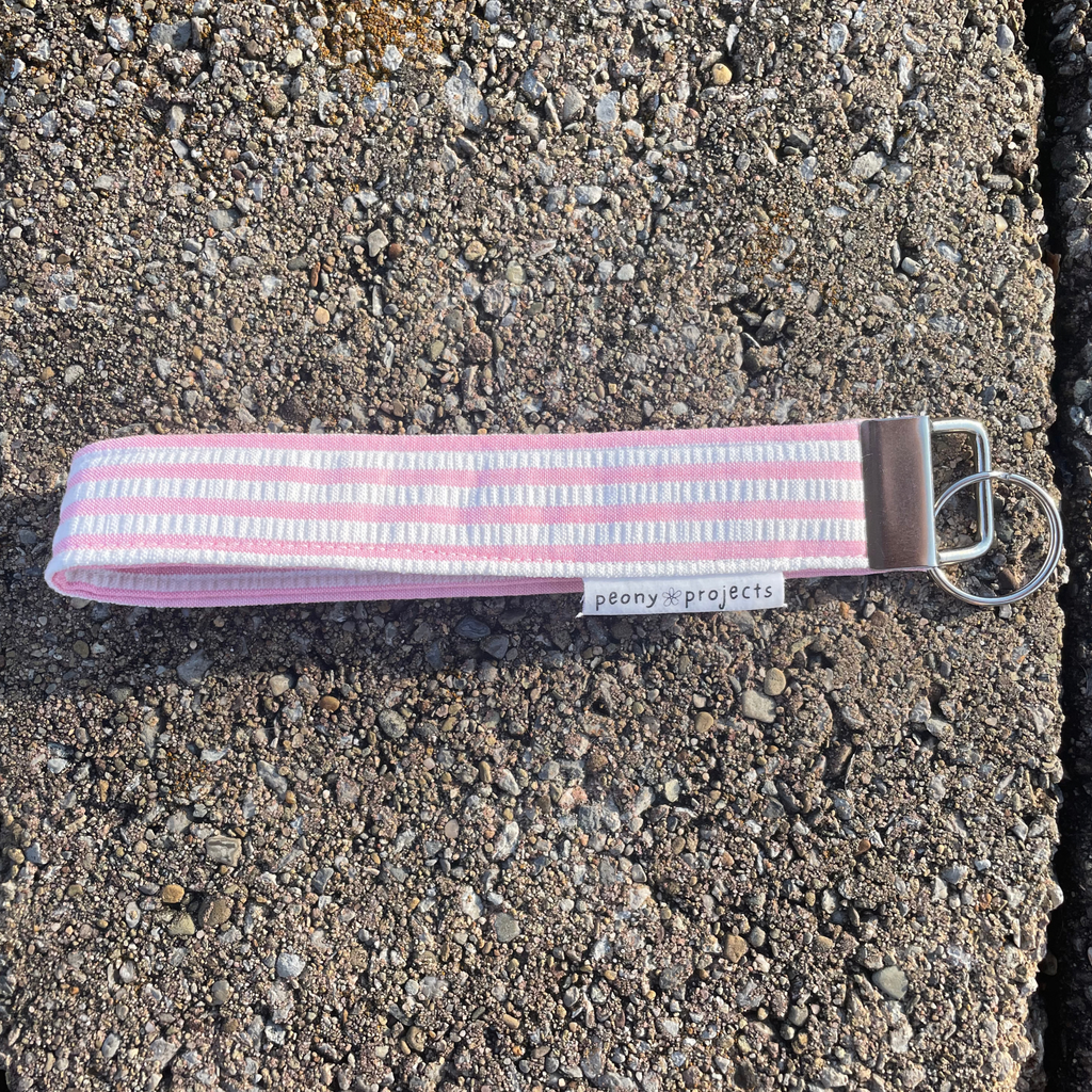 Pink Stripe Keychain Wristlet