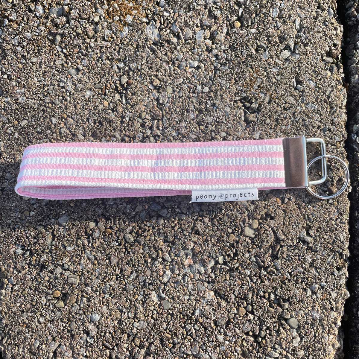 Pink Stripe Keychain Wristlet