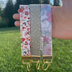 Pink & Blue Floral Keychain Wristlet