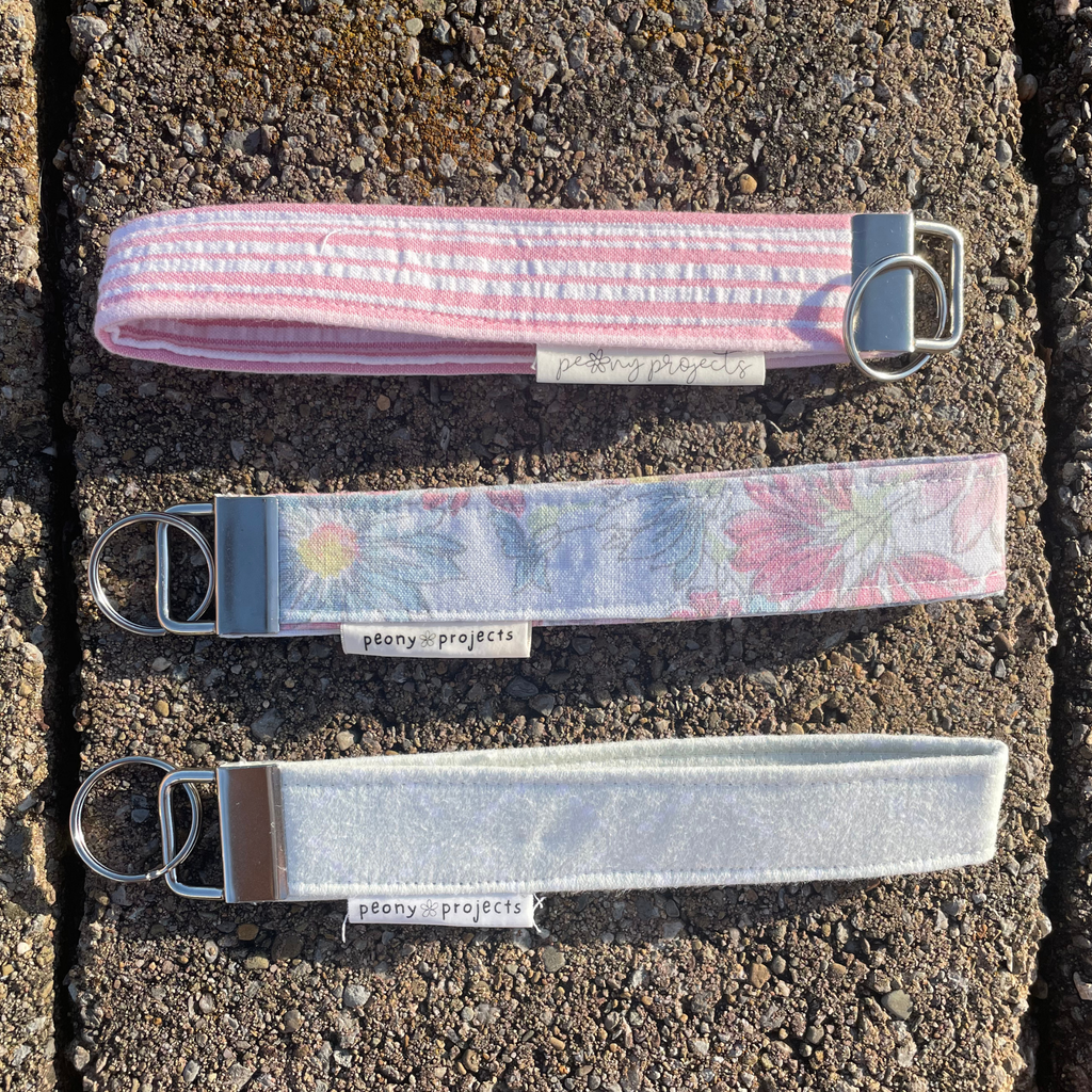 Pink & Blue Floral Keychain Wristlet