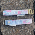 Pink & Blue Floral Keychain Wristlet