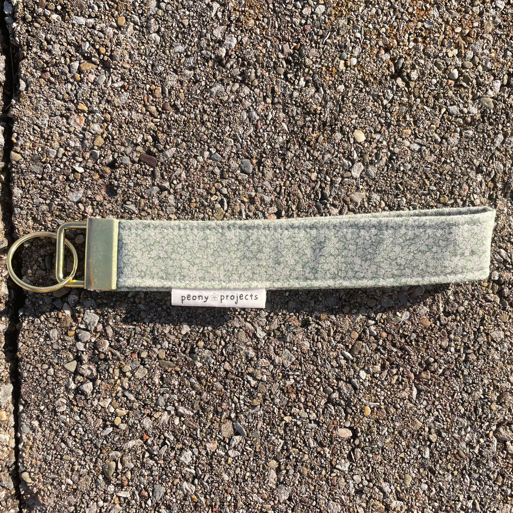Green Floral Keychain Wristlet