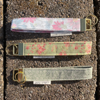 Green Floral Keychain Wristlet