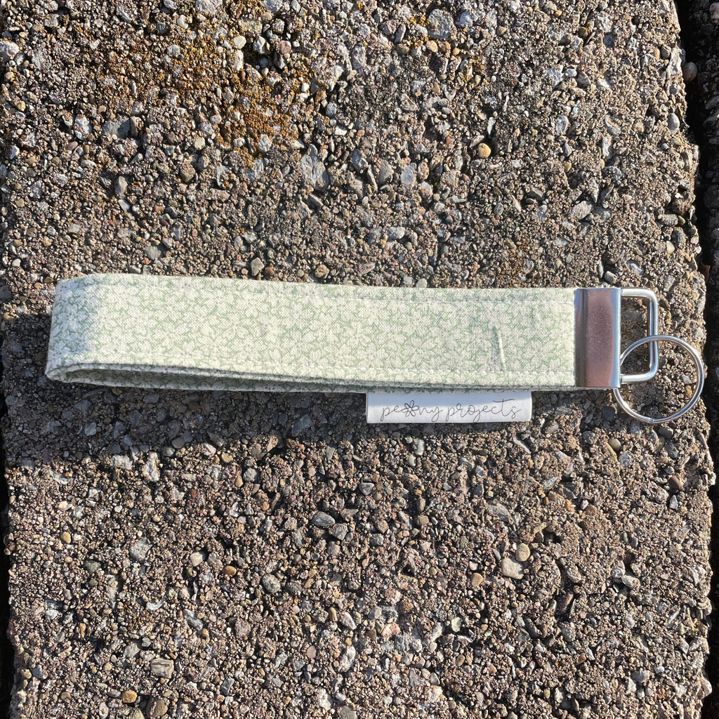 Green Floral Keychain Wristlet