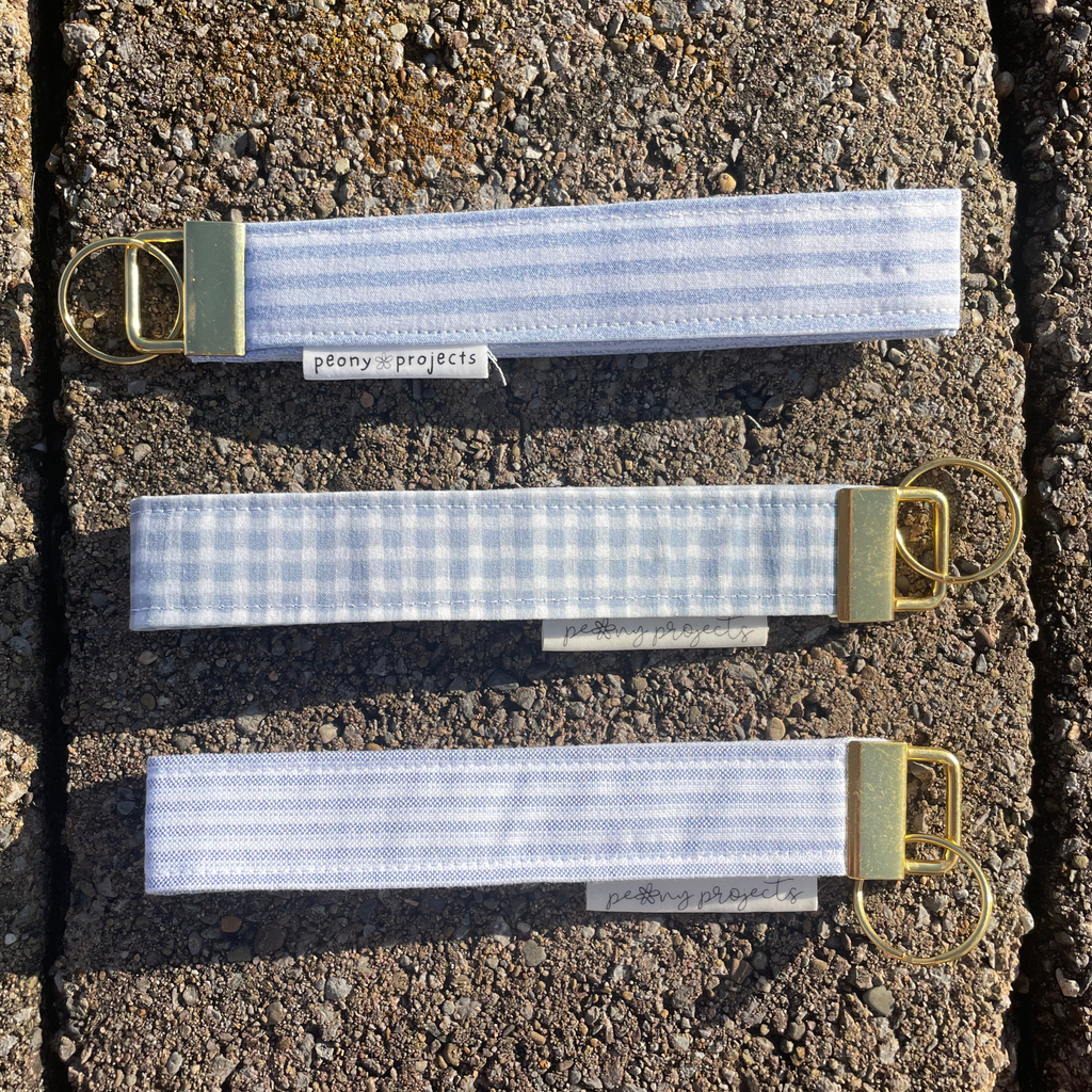 Blue Stripe Keychain Wristlet