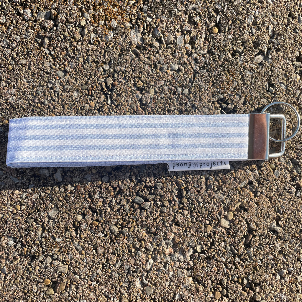Blue Stripe Keychain Wristlet