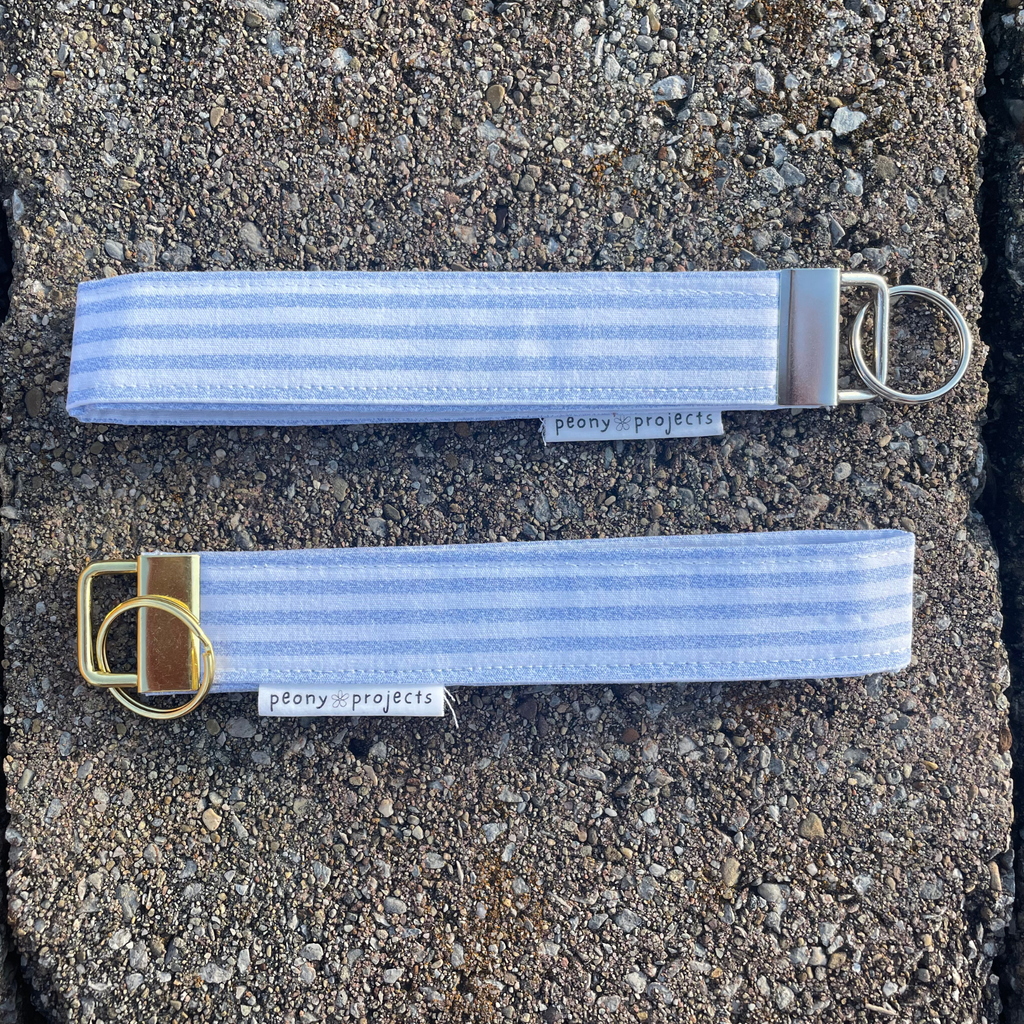 Blue Stripe Keychain Wristlet