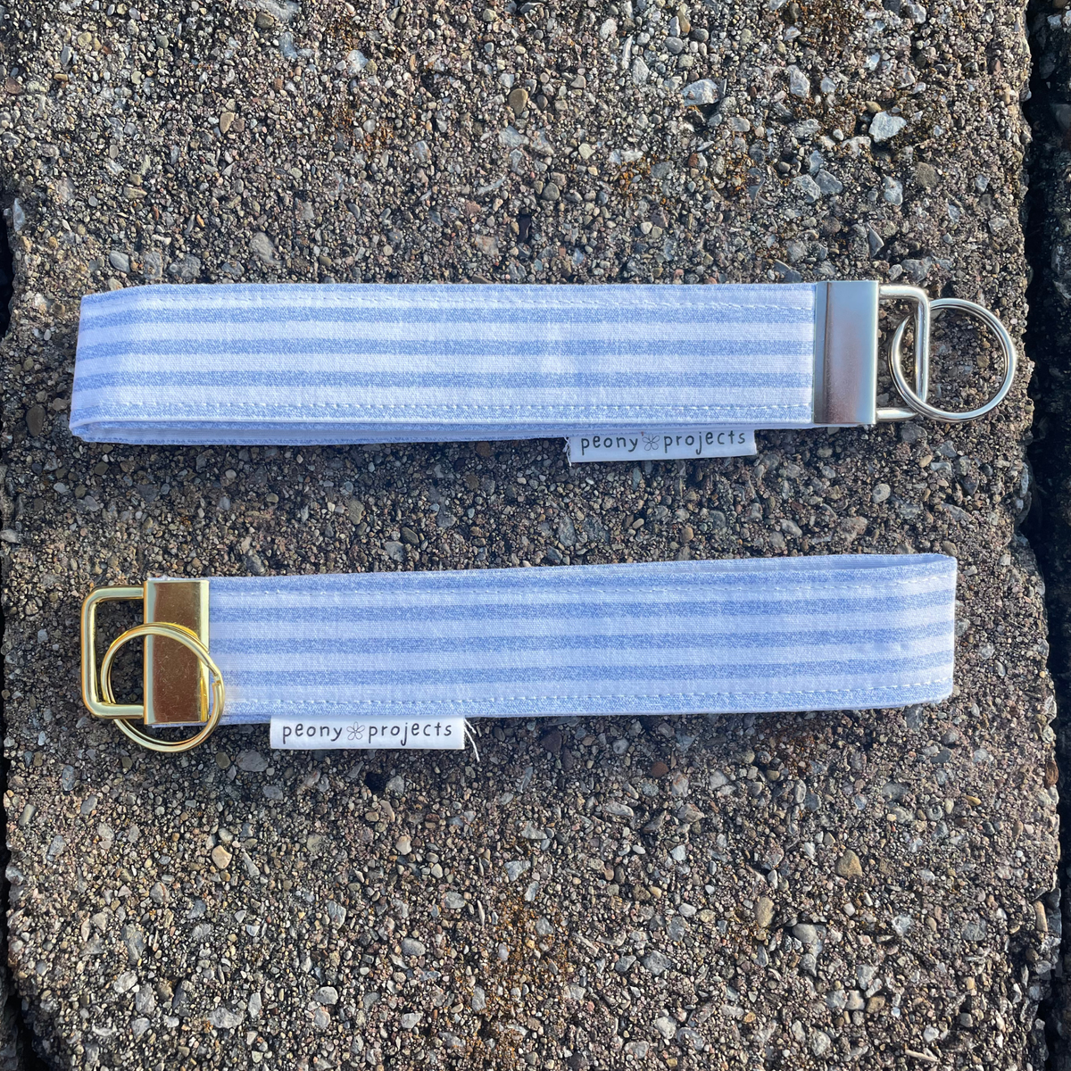 Blue Stripe Keychain Wristlet