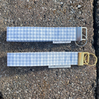 Blue Gingham Keychain Wristlet
