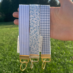 Blue Polo Stripe Keychain Wristlet