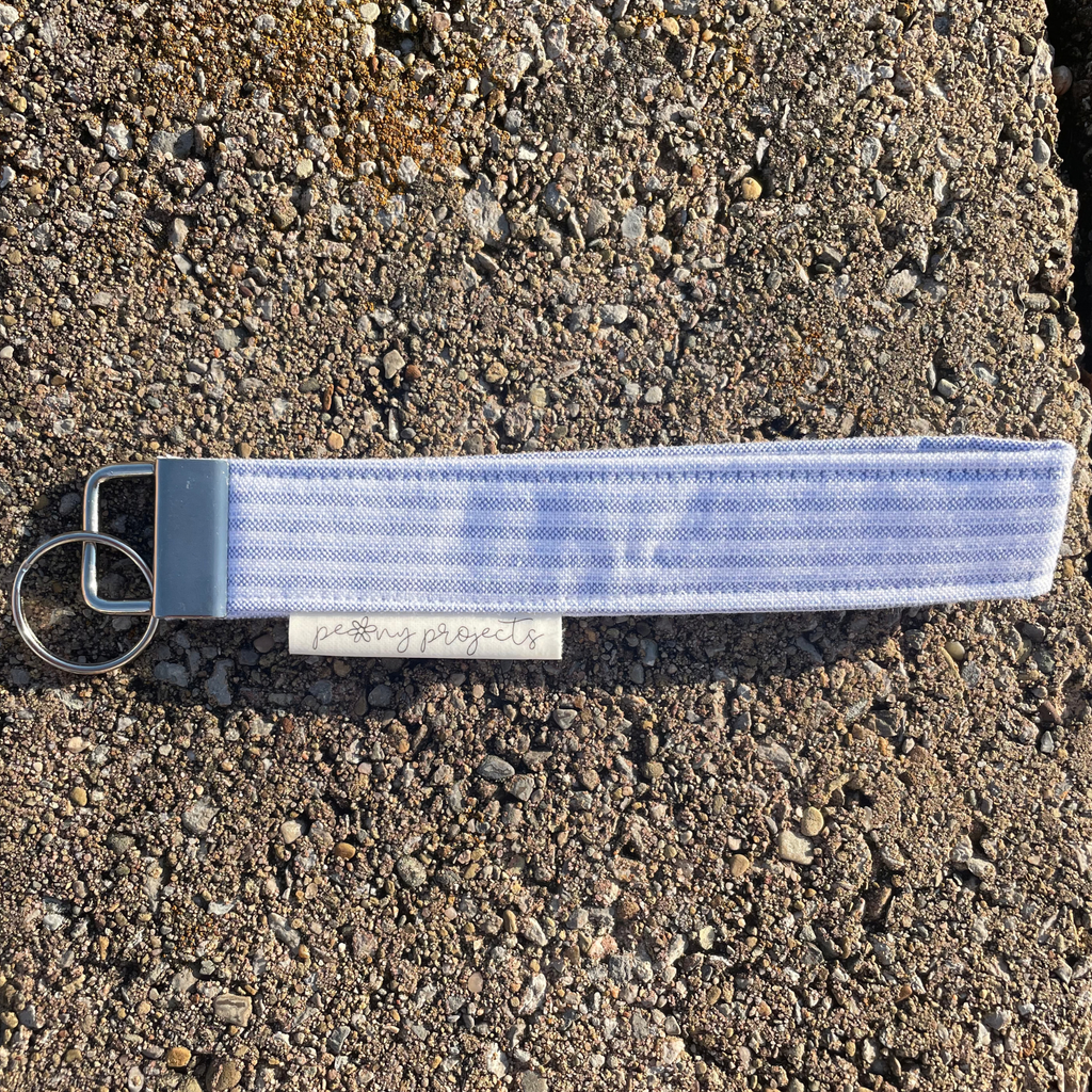 Blue Polo Stripe Keychain Wristlet