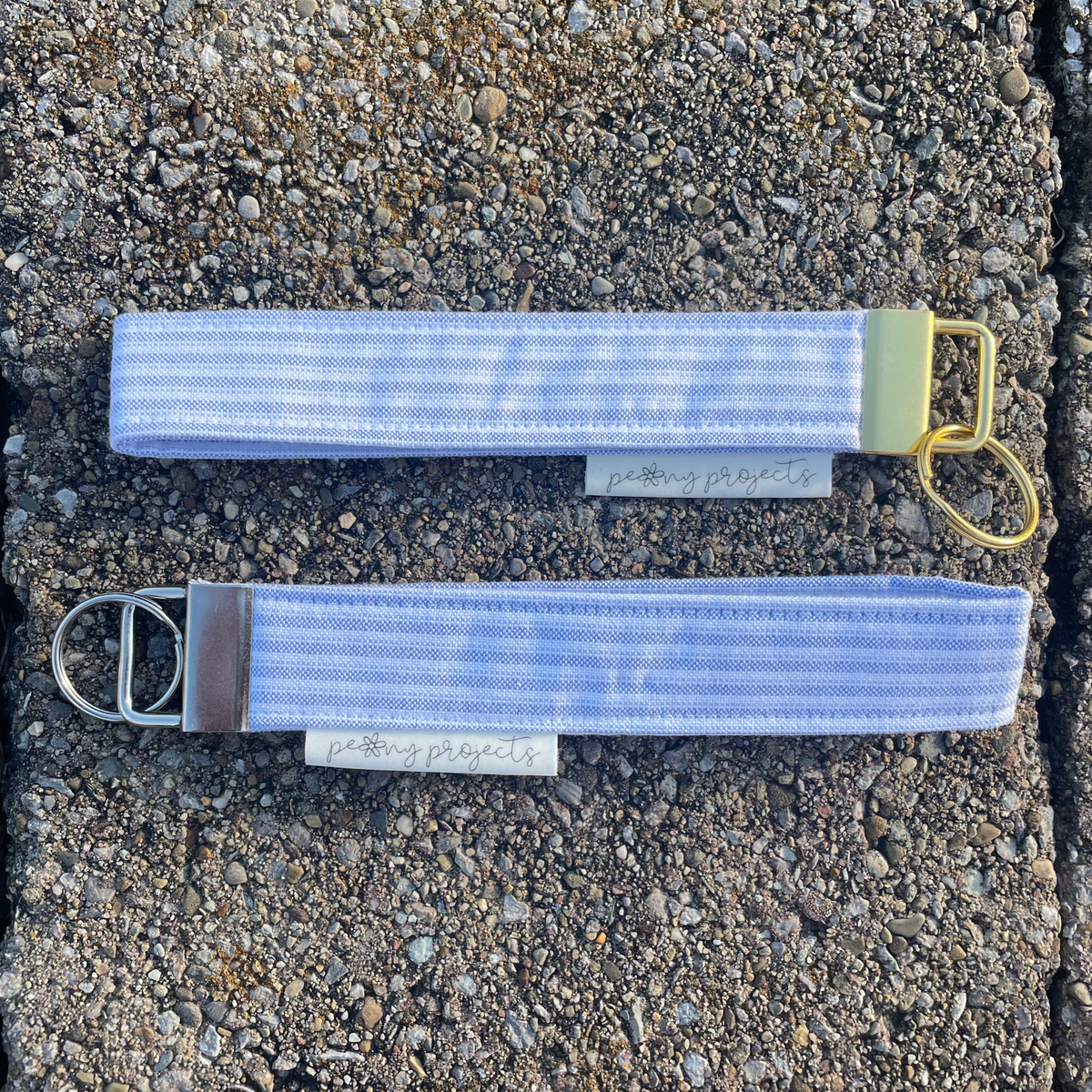Blue Polo Stripe Keychain Wristlet