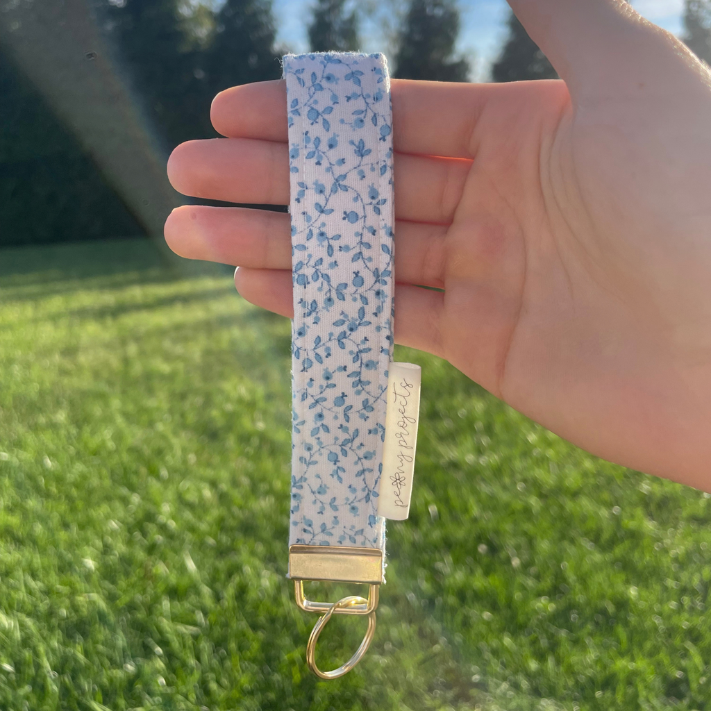 Blueberry Floral Keychain Wristlet