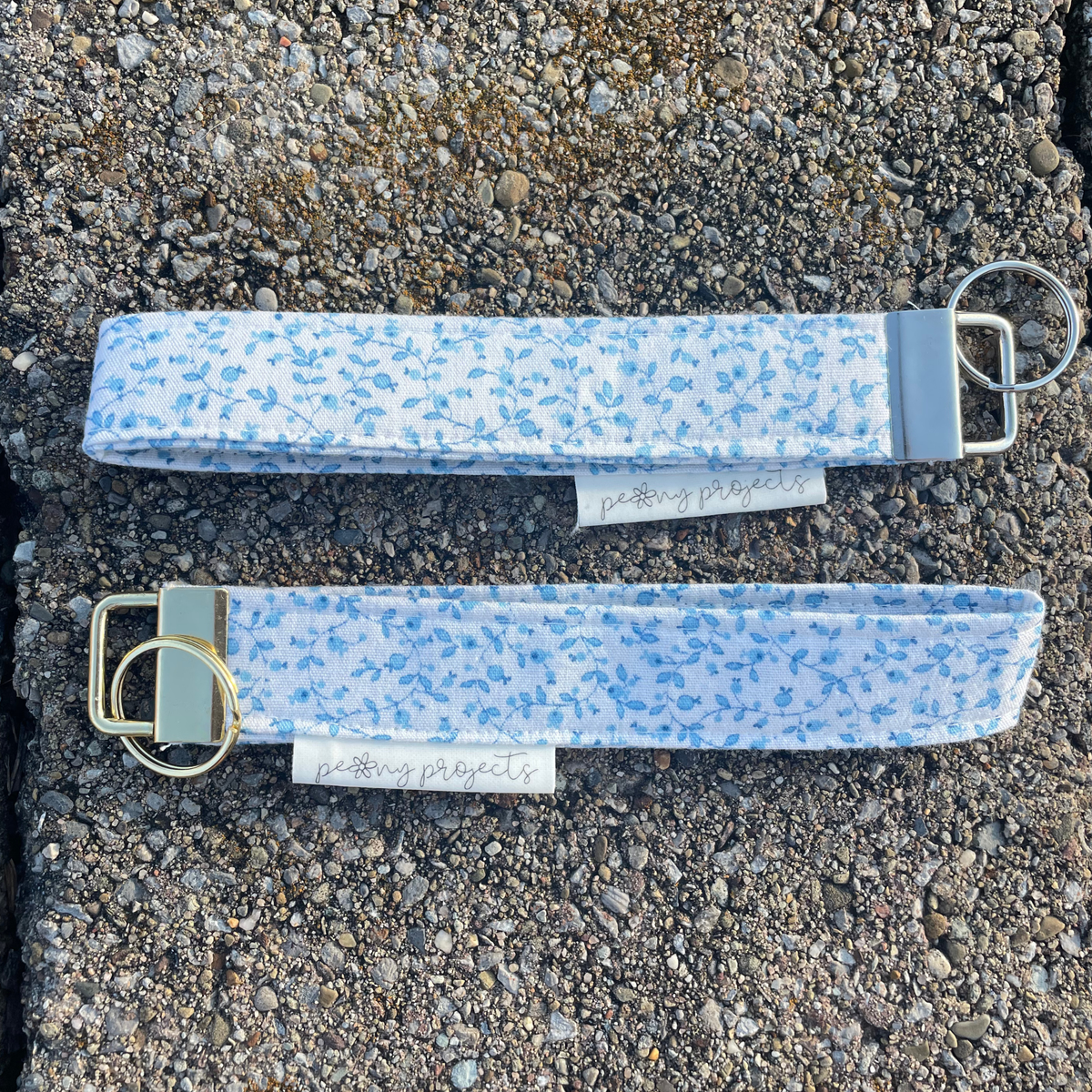 Blueberry Floral Keychain Wristlet