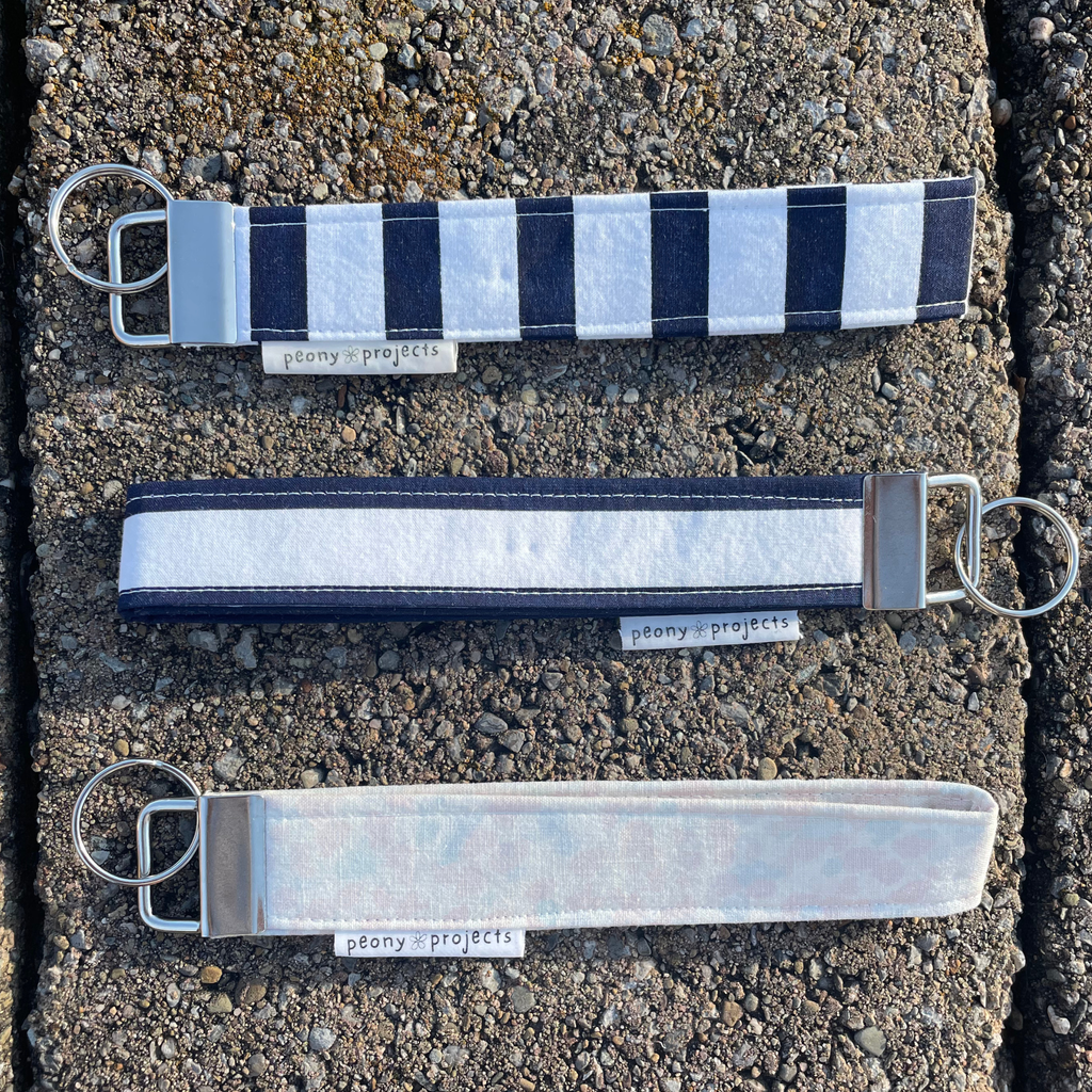 Navy Stripe Keychain Wristlet