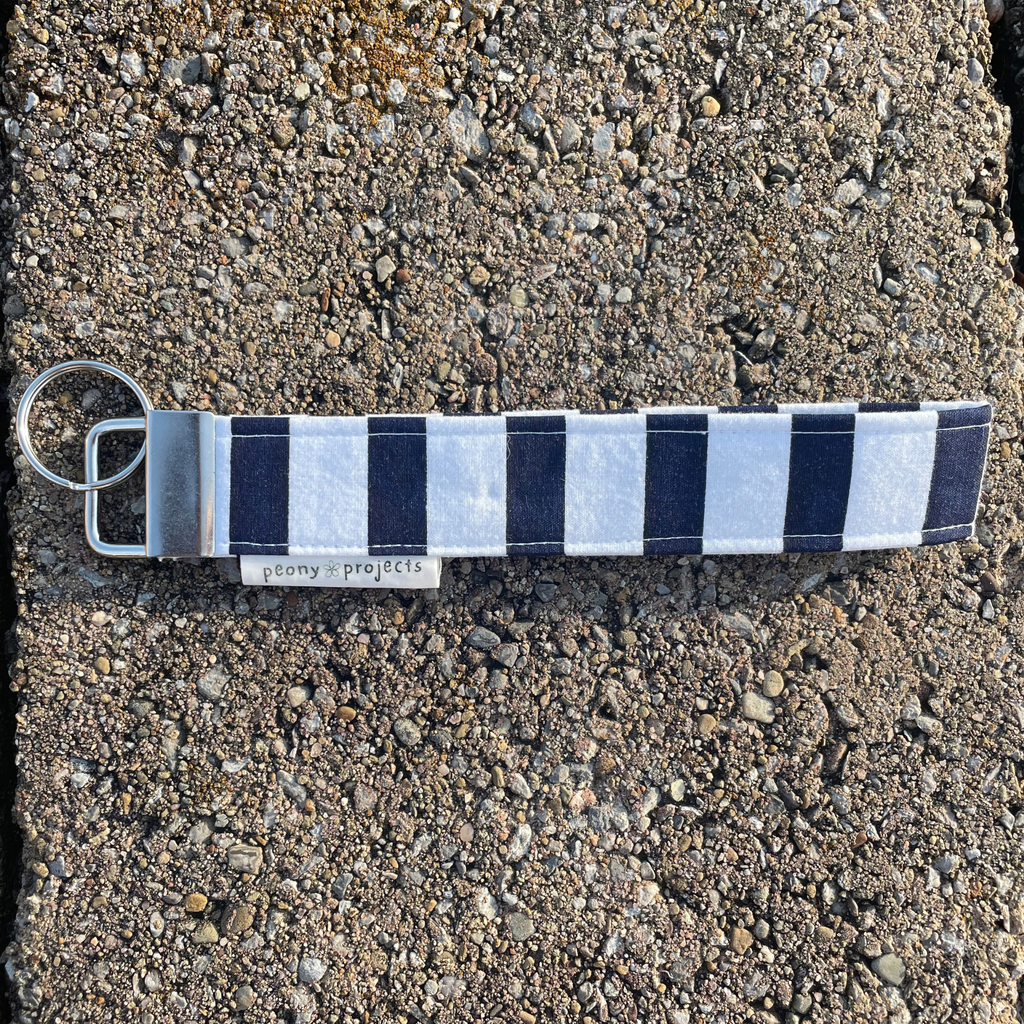 Navy Stripe Keychain Wristlet