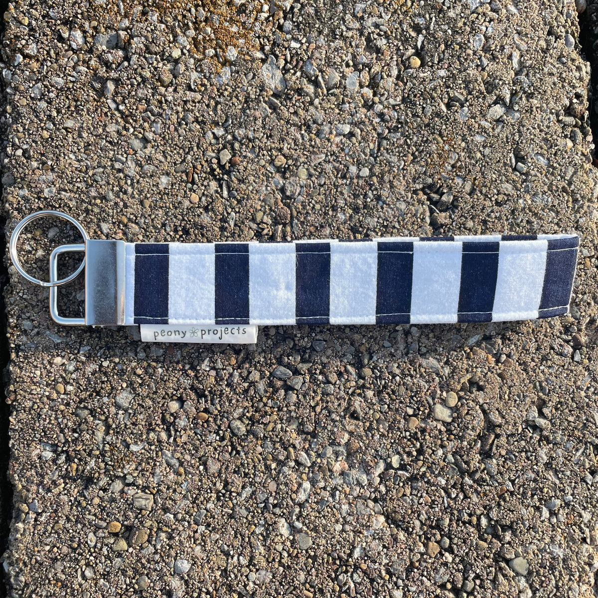 Navy Stripe Keychain Wristlet