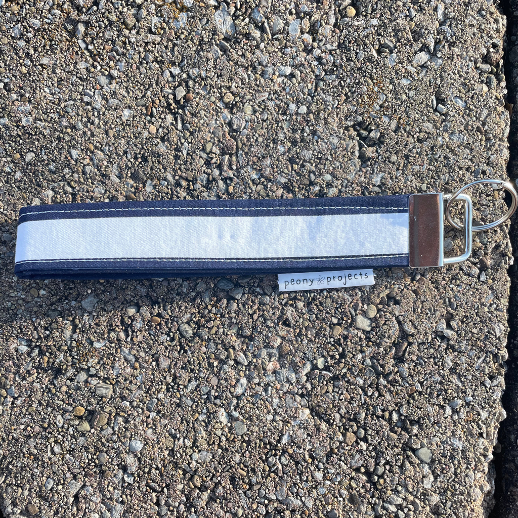 Navy Stripe Keychain Wristlet