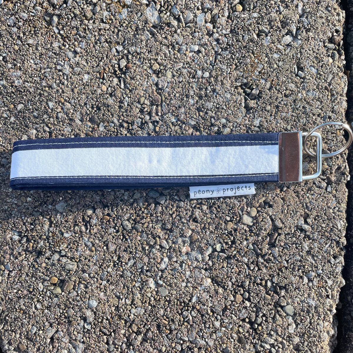 Navy Stripe Keychain Wristlet