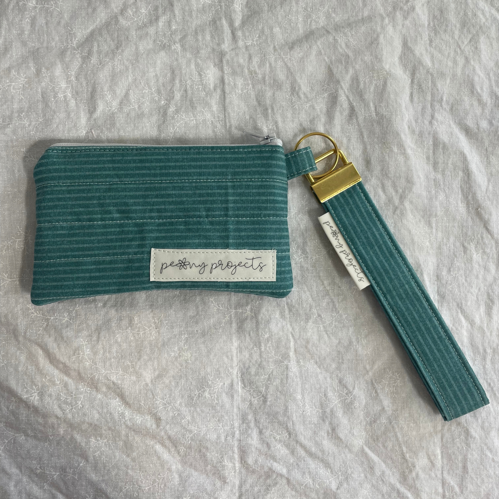 Teal Stripe Keychain Wallet