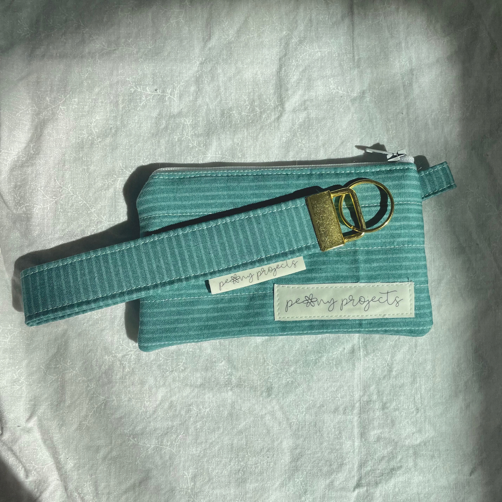 Teal Stripe Keychain Wallet