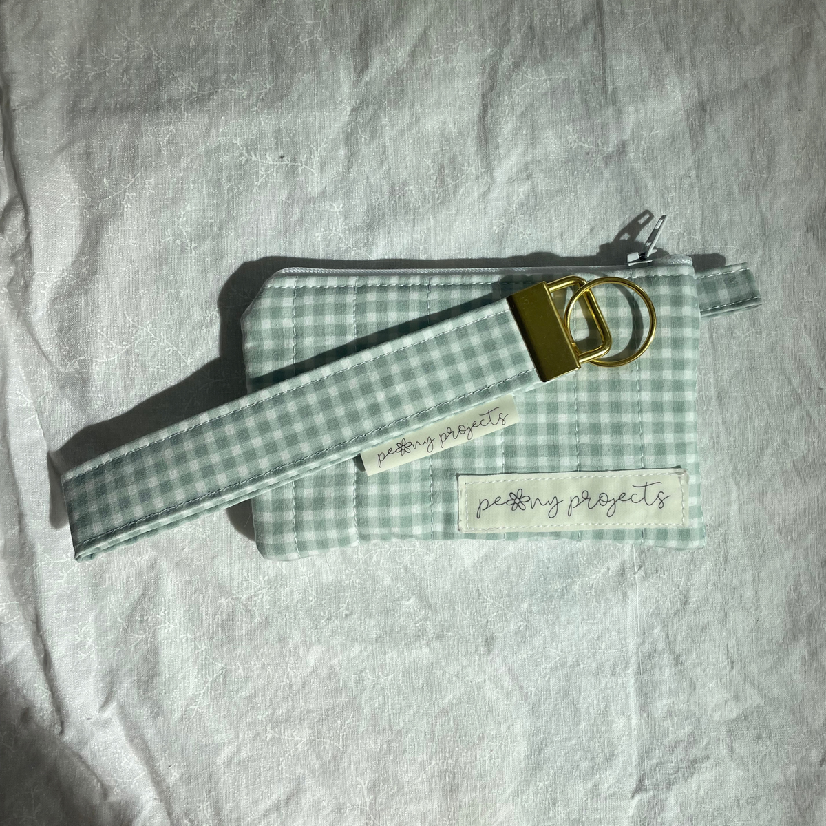 Green Gingham Keychain Wallet