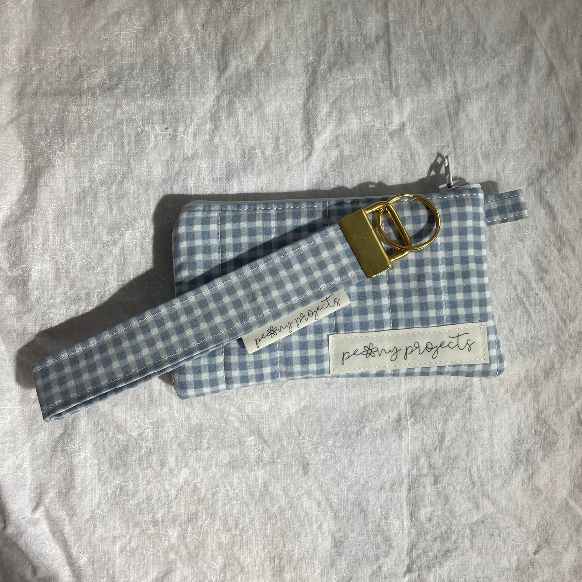 Blue Gingham Keychain Wallet