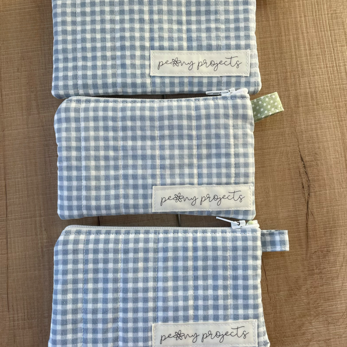 Blue Gingham Keychain Wallet