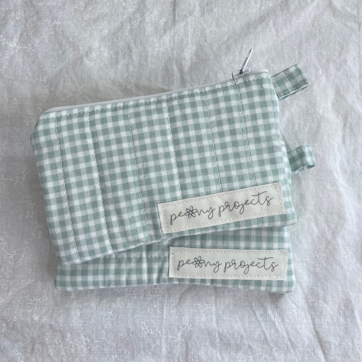 Green Gingham Keychain Wallet