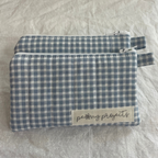 Blue Gingham Keychain Wallet