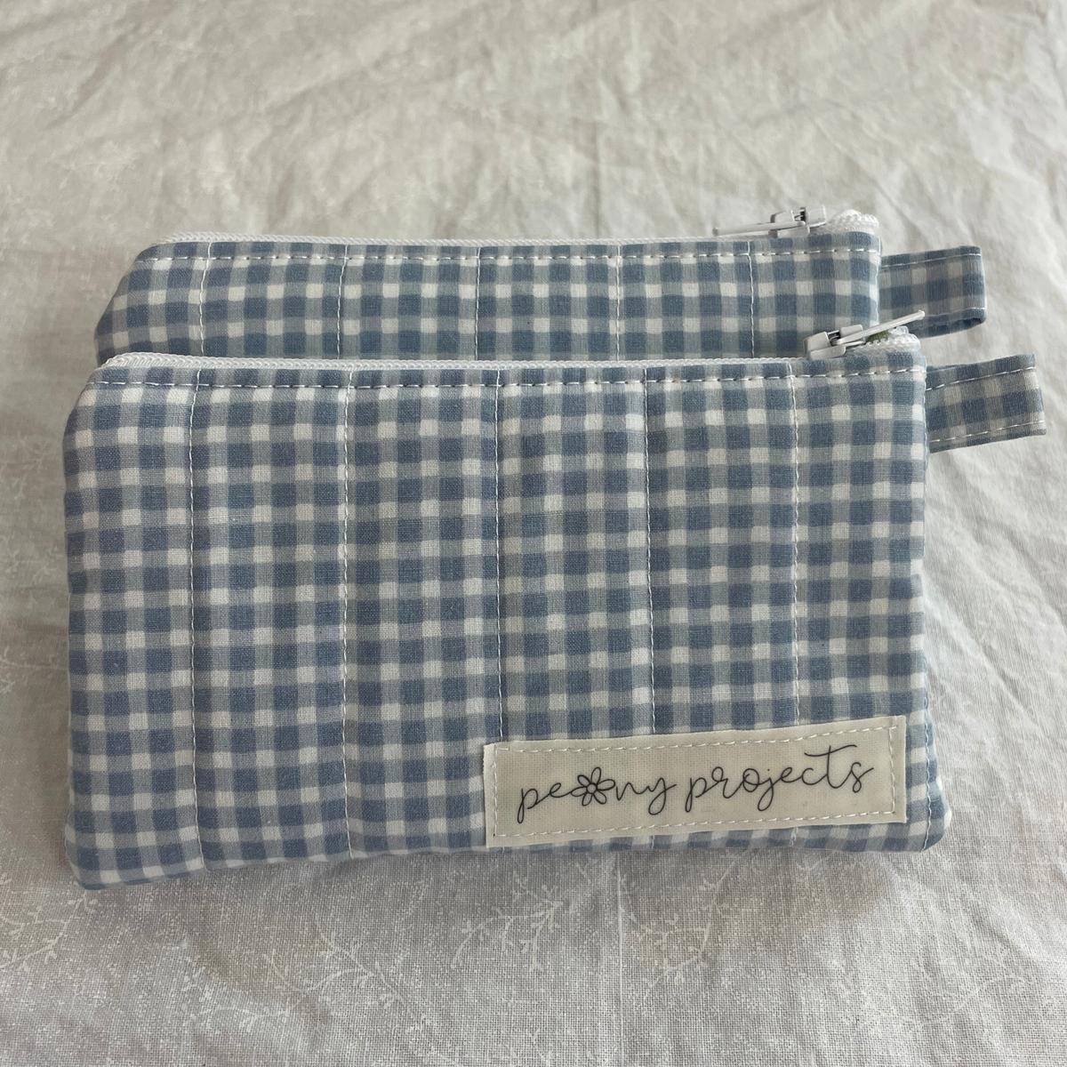 Blue Gingham Keychain Wallet