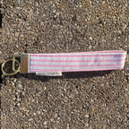 Pink Stripe Keychain Wristlet