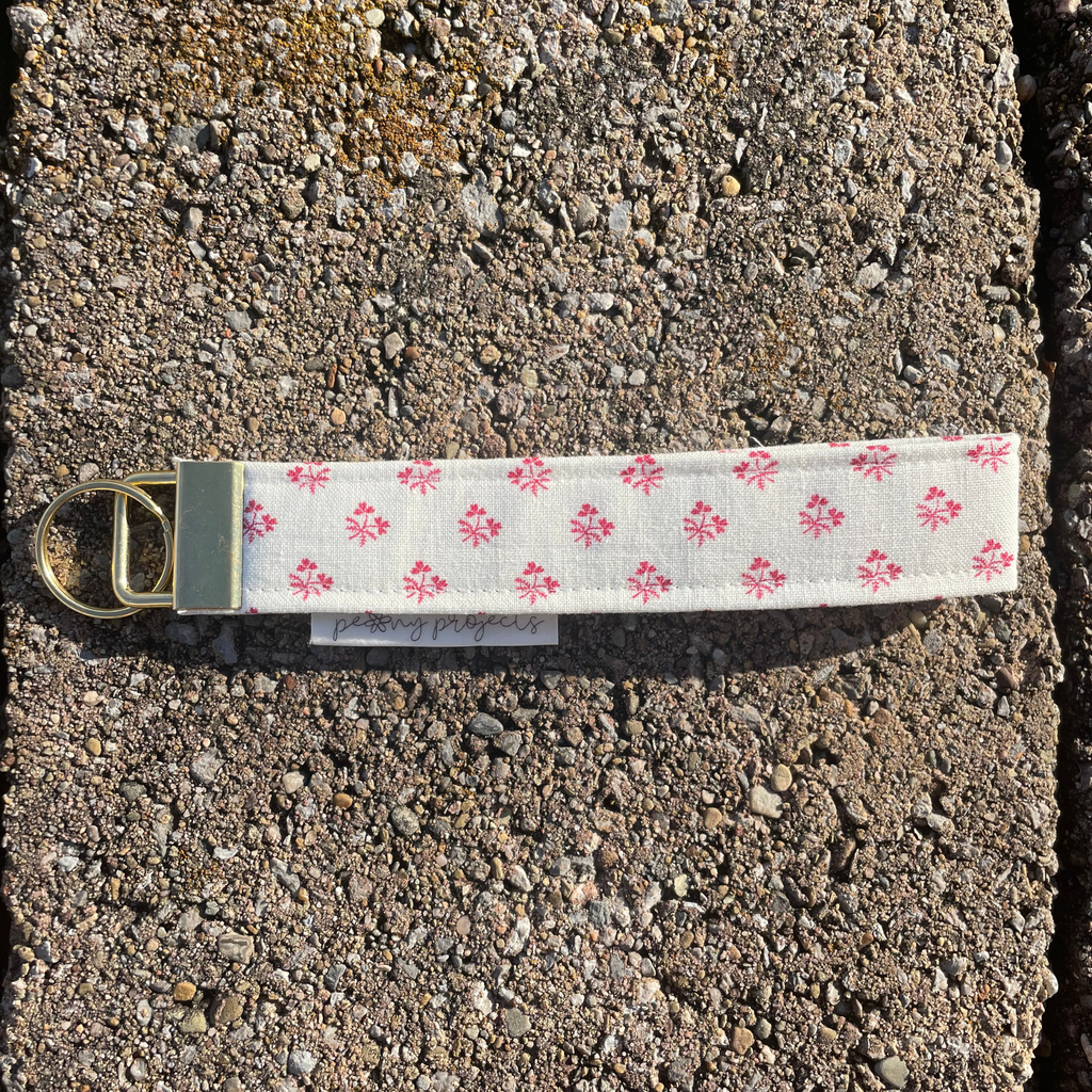 Red Floral Keychain Wristlet