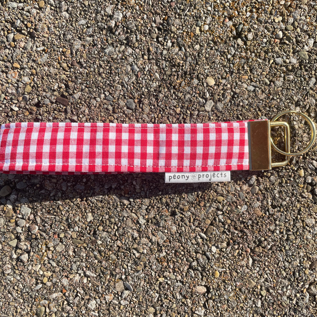 Red Gingham Keychain Wristlet